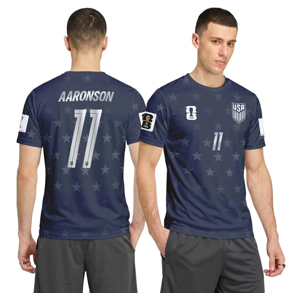 Brenden Aaronson 11 AOP T-Shirt 2026 World Cup USA Away