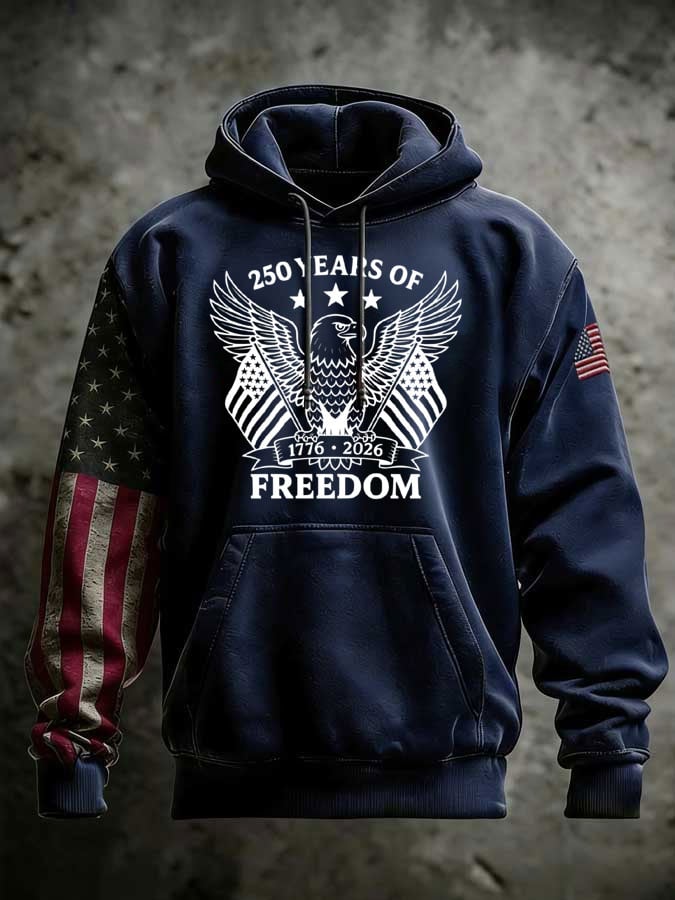 Men's 250th Anniversary Casual Printed Hooded Sweatshirt