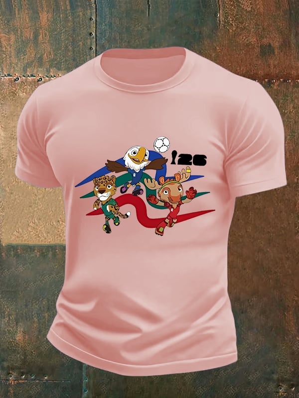 Men's  2026 World Cup Soccer Mascot printed  T-shirt