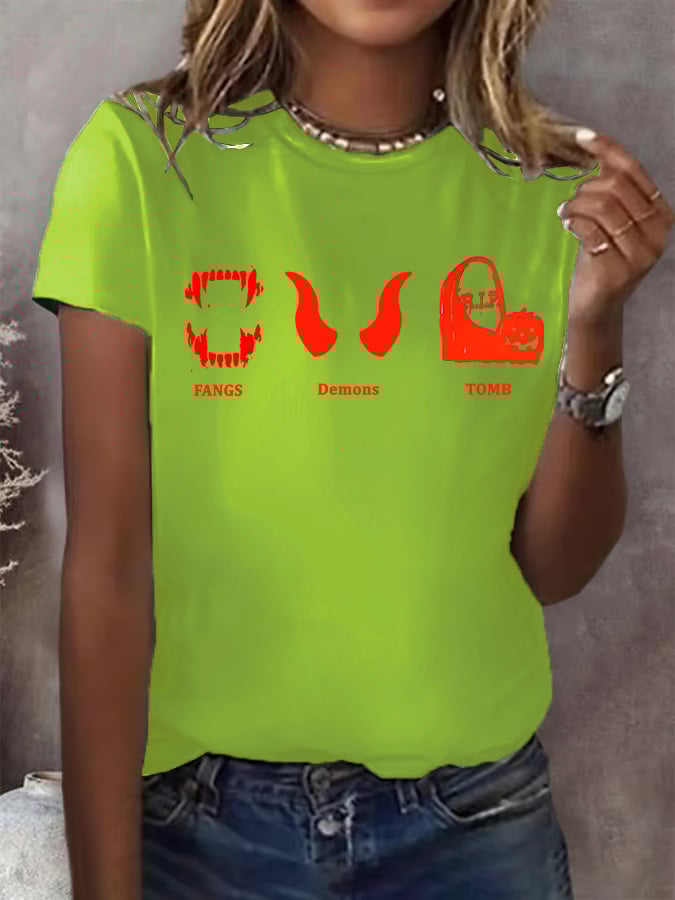 Women's Halloween FDT Printed Casual T-Shirt