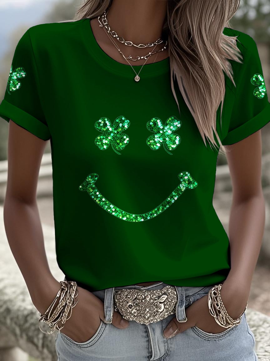 Women's St Patrick Print Round Neck T-shirt