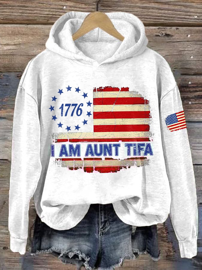 Retro I Am Aunt Tifa Print Hoodie