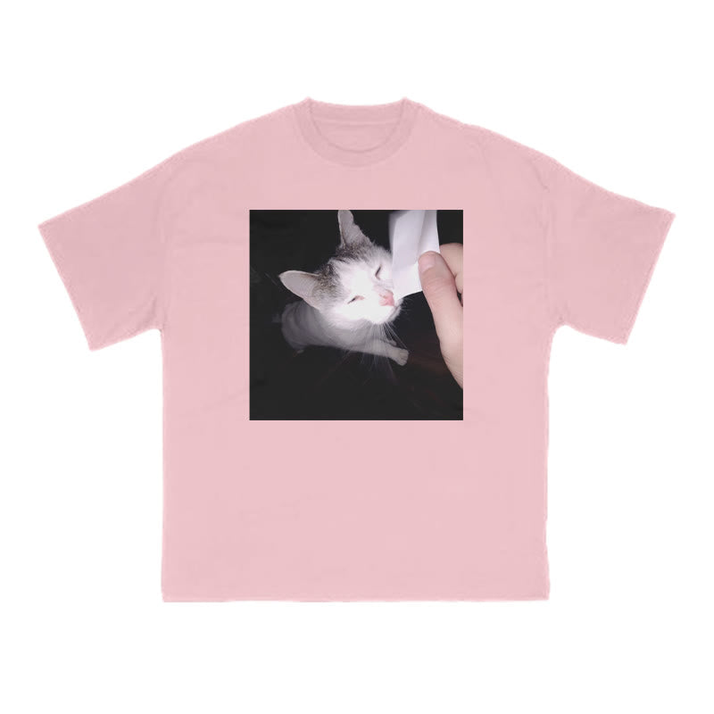Unisex Provocative Cat Print T-shirt
