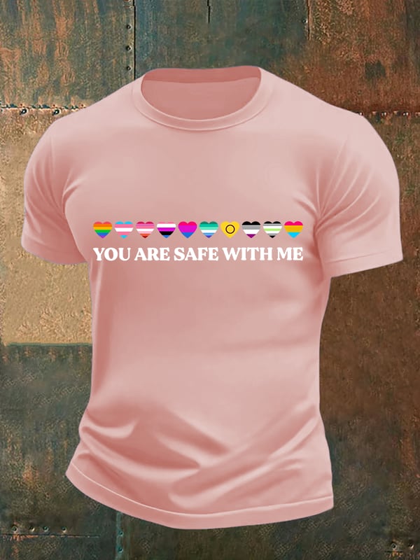 Men's YOU ARE SAFE WITH ME Print T-Shirt