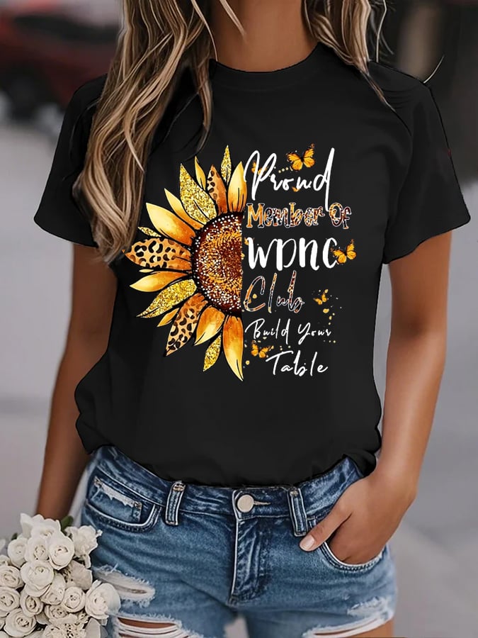 Women's Sunflower Proud Member Of WDNC Club Print Shirt