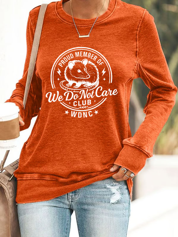 Women's Retro Funny Proud Member Of Club We Do Not Care Menopause Perimenopause Print Knitted Tops