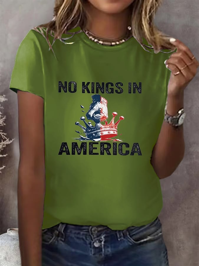 No Kings In America Print  T-shirt