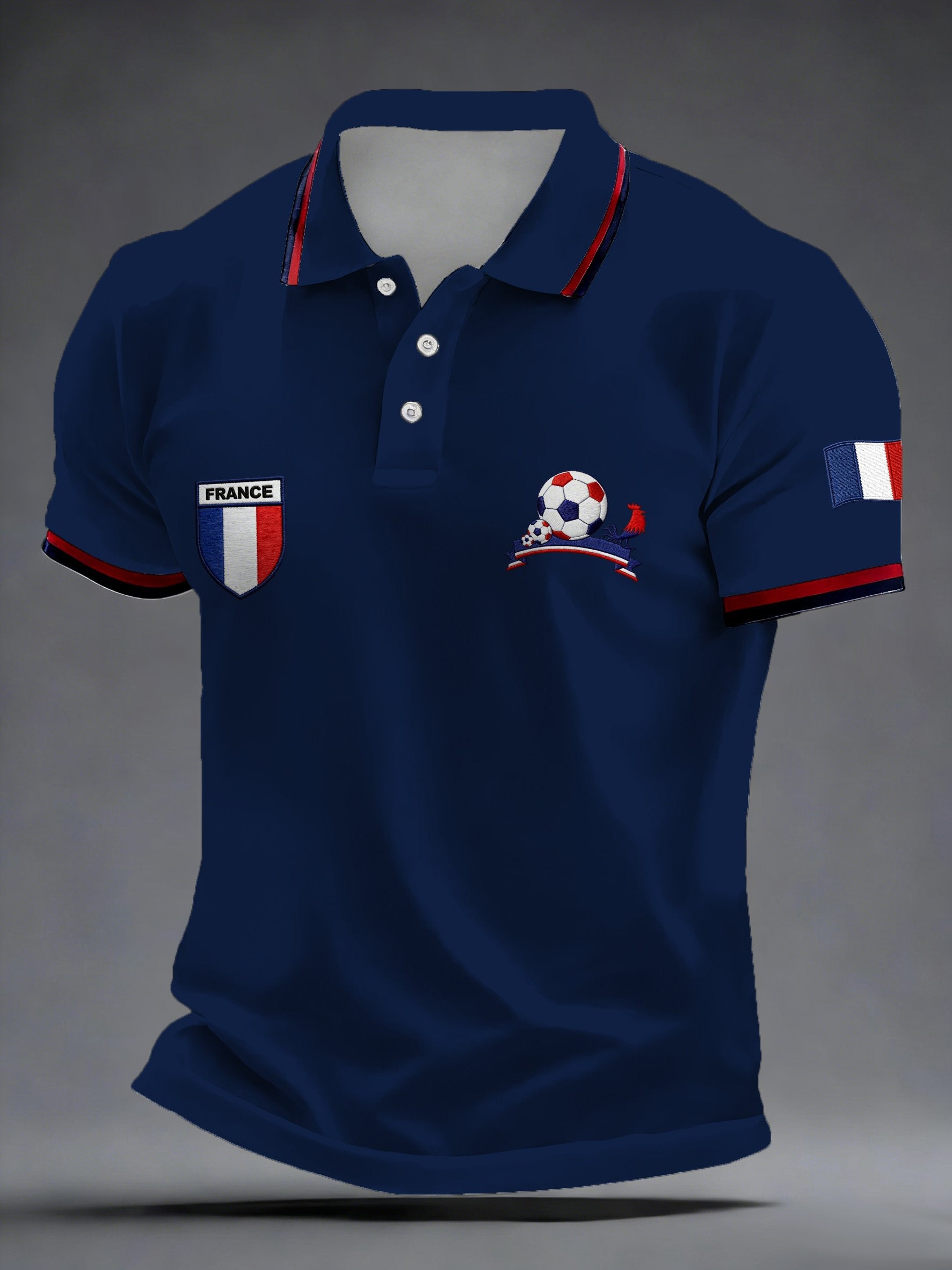 Men's French Football Fans Print Polo Shirt
