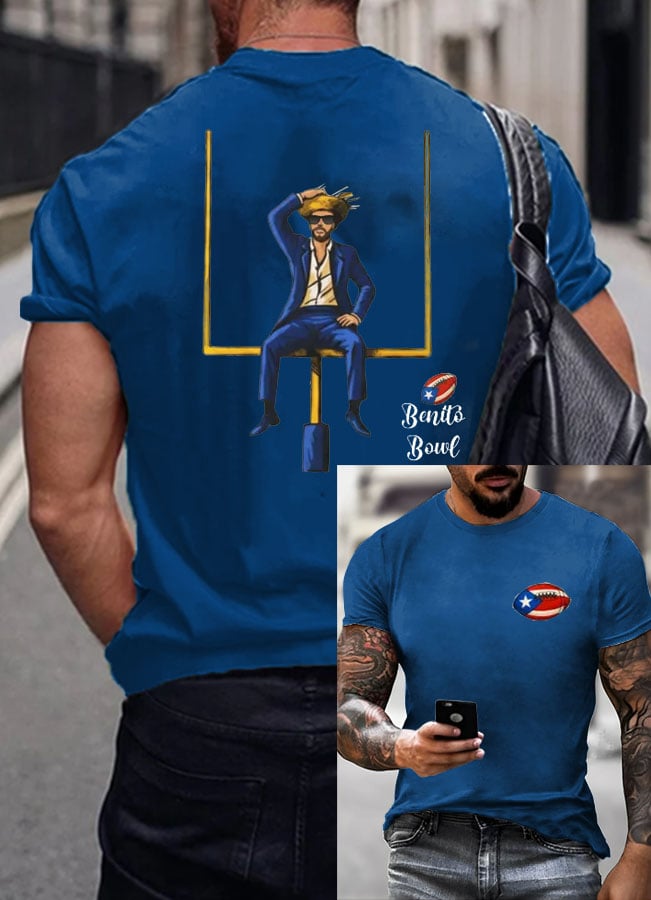 Men's Bunny Football Music Lover  Print Casual T-Shirt