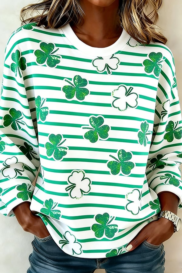 Women's Retro Print Long-Sleeve Sweatshirt