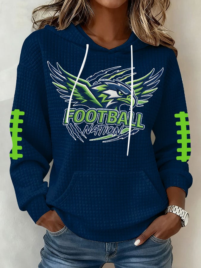 Women's Football Print Hoodie Sweatshirt