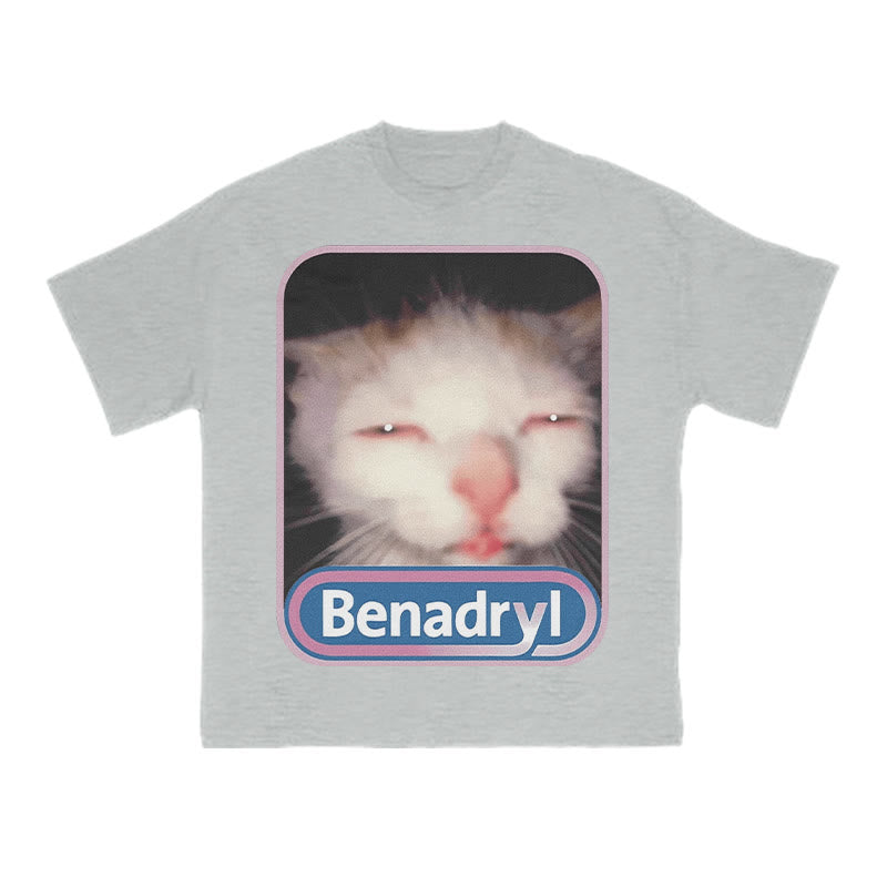 Unisex Benadryl Meme Cat Art Print T-shirt