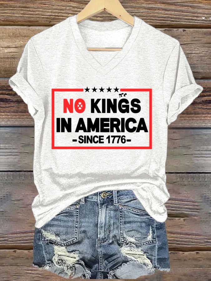 Women's No Kings In America Printed Casual T-Shirt