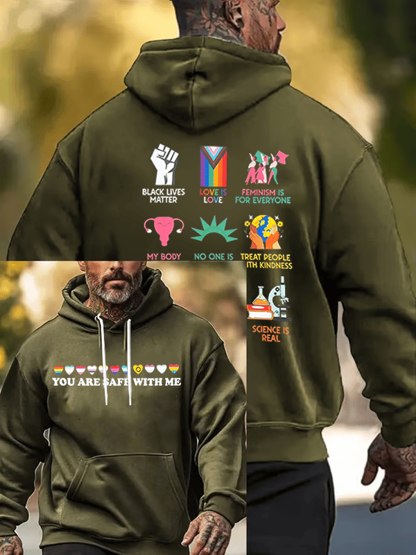 Men's  You are safe with me  Print  Hoodie