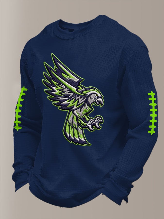 Men's Football Waffle Fabric Long-sleeved T-shirt