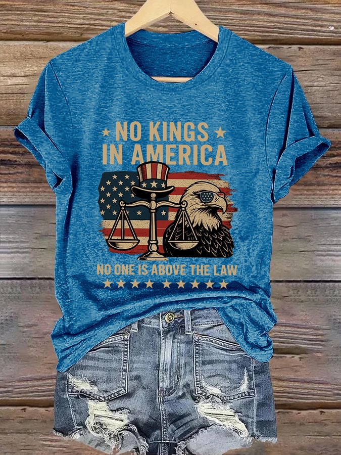 Retro No Kings In America No One Is Above The Law Print T-Shirt