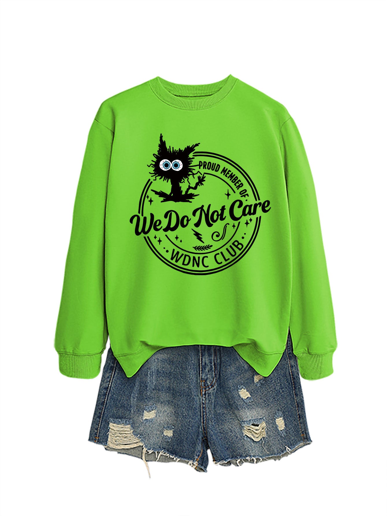 Retro-inspired fun, WDNC Club proud member, menopause-themed printed sweatshirt.