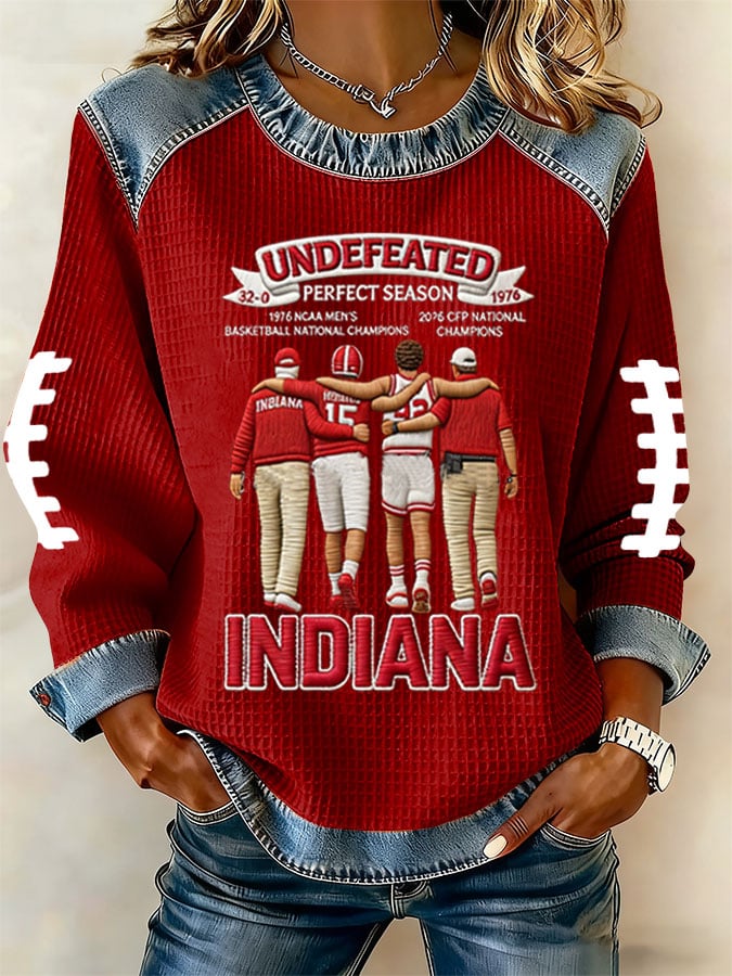 Women's rugby print long-sleeved sweatshirt