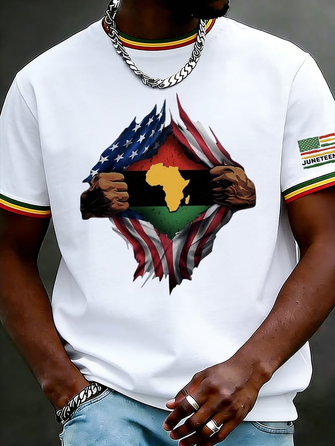 Men's Juneteenth Breaking Every Chain Printed Casual T-shirt