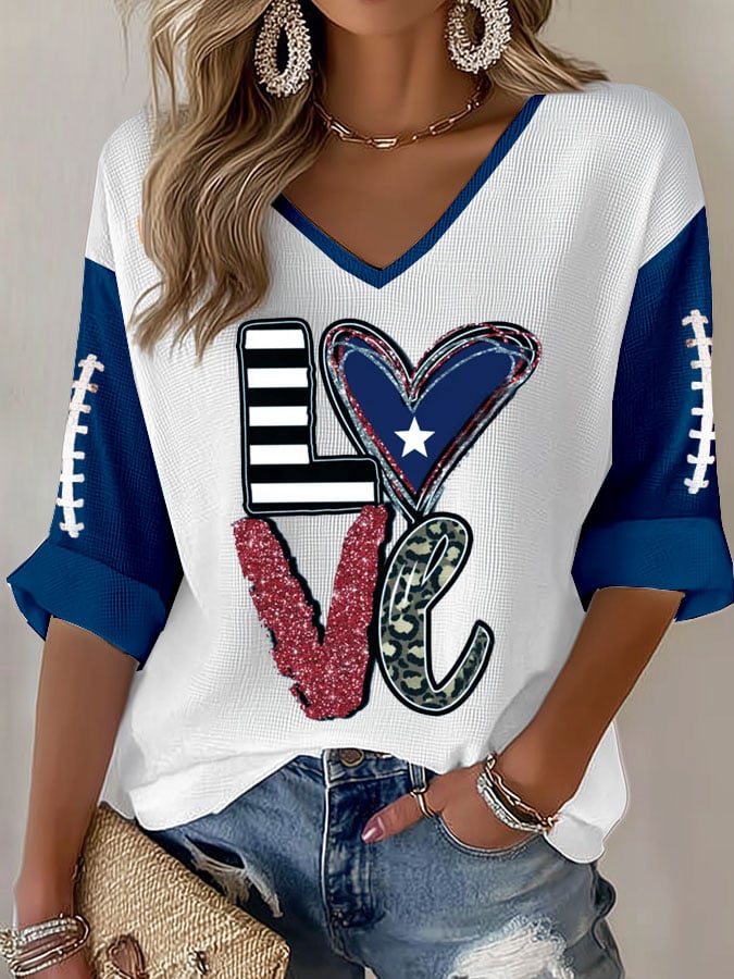 Women's Football print waffle T-shirt