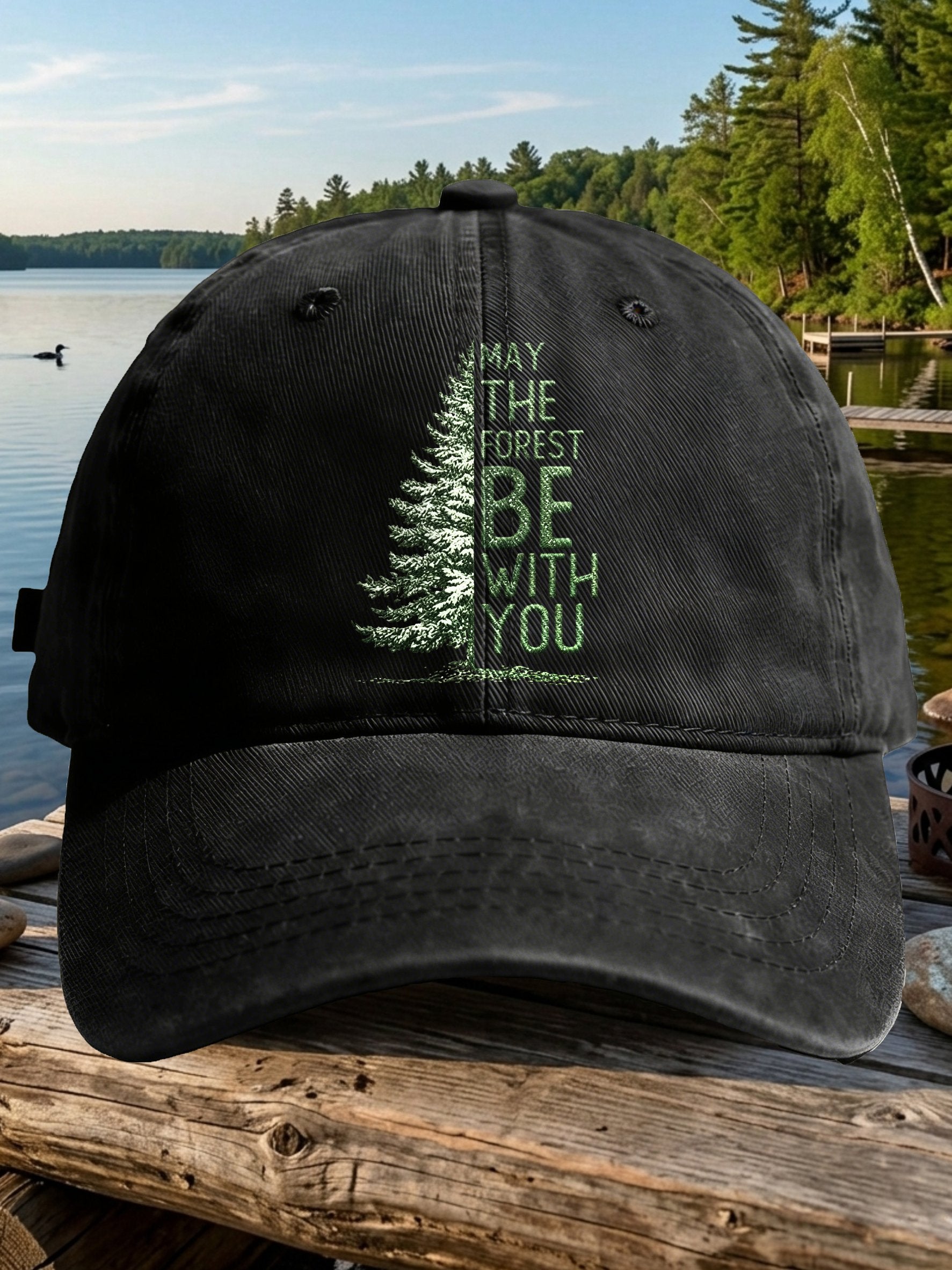 Retro May The Forest Be With You Print Baseball Cap