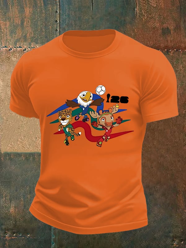 Men's  2026 World Cup Soccer Mascot printed  T-shirt