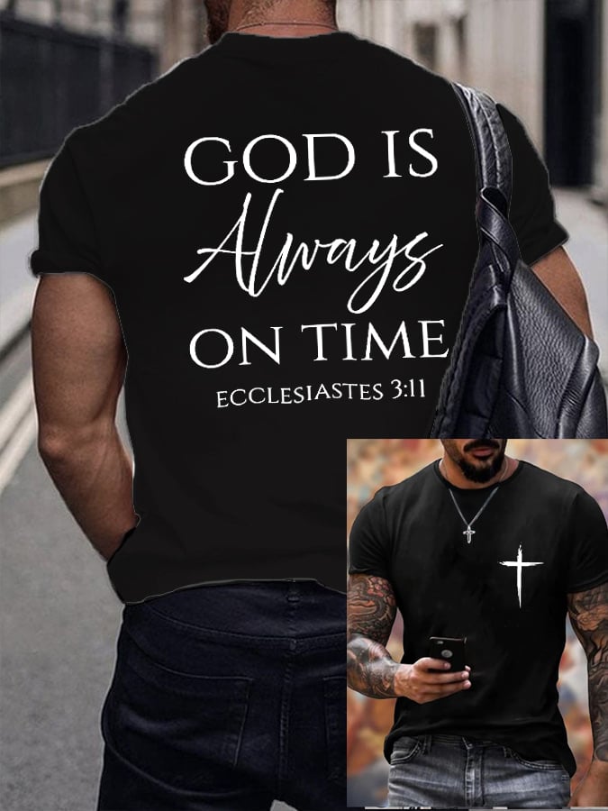 Men's God Is Always On Time Printed Shirt