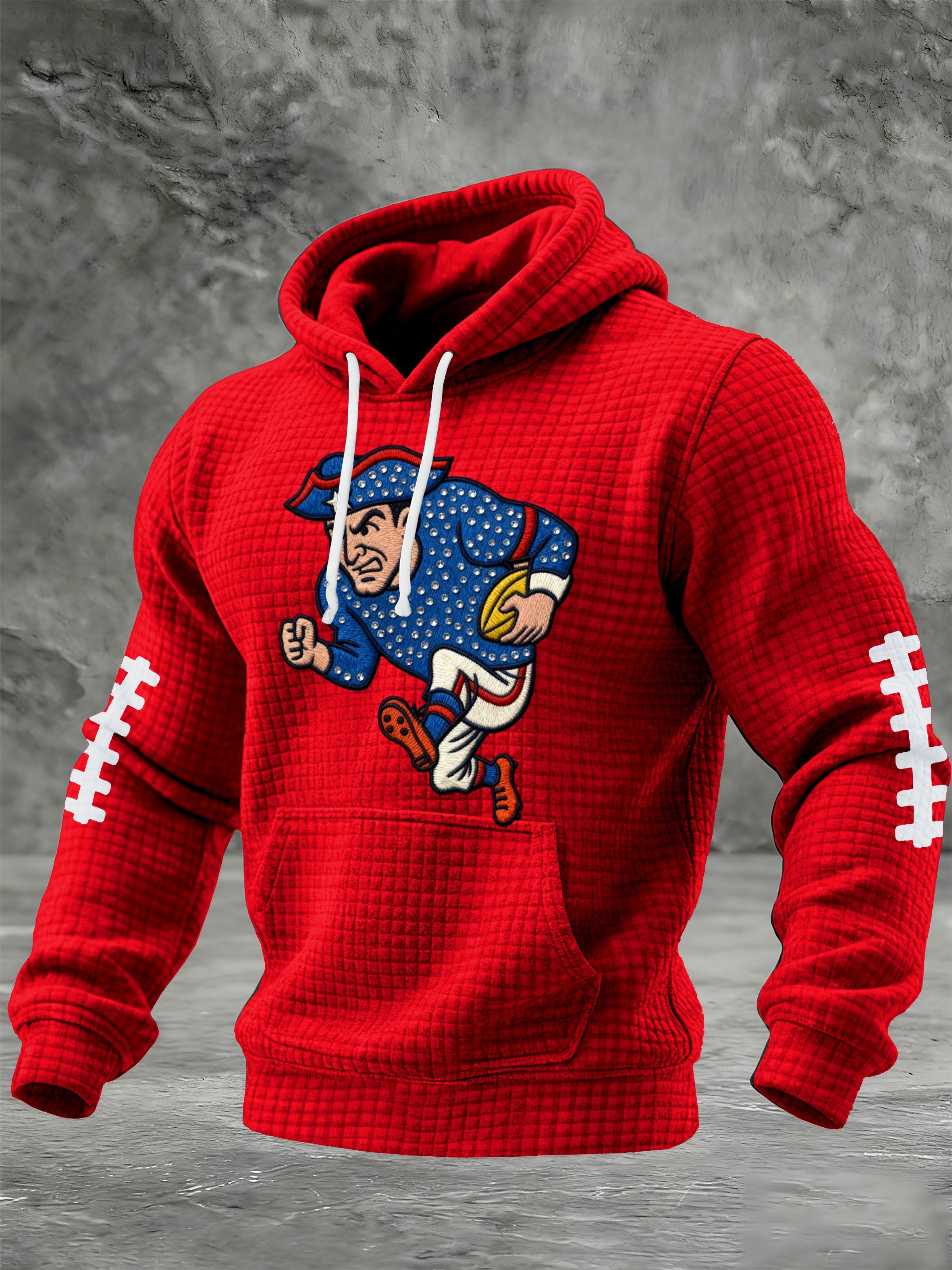 Men'S  Football Printed Hooded Sweatshirt