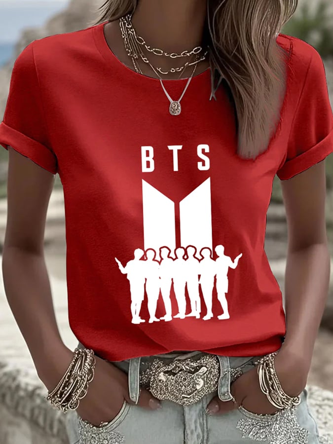 Women's BTS Fan Print Short-Sleeve T-Shirt