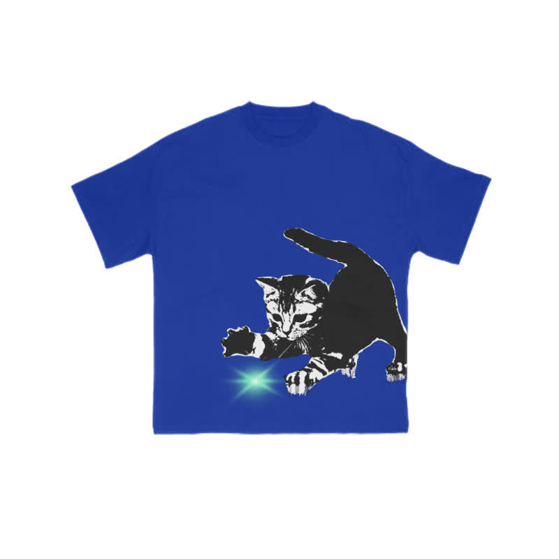 Unisex Playing Cat Art Print T-shirt
