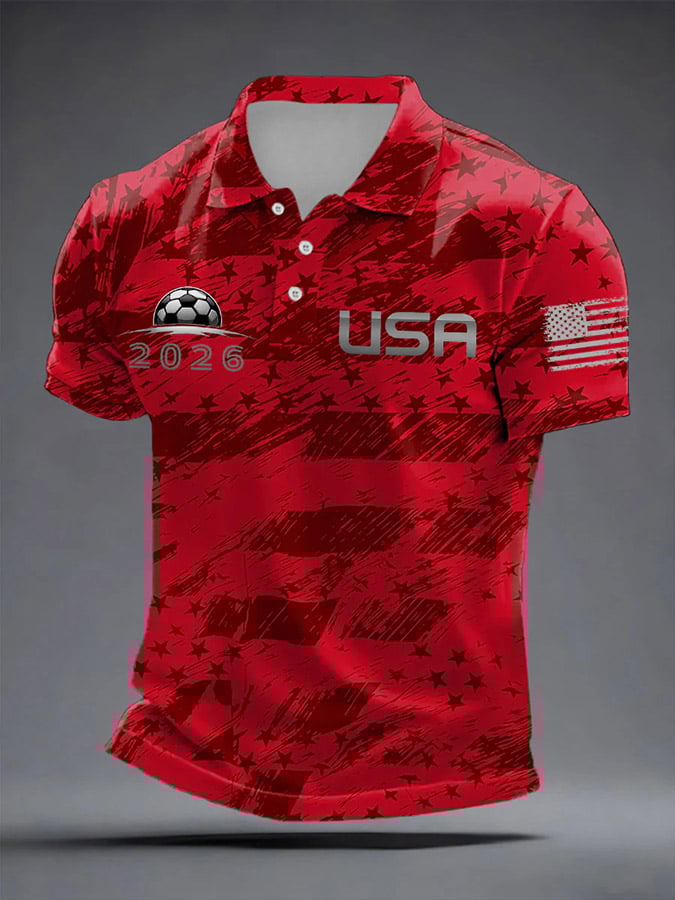 Men's Soccer Print Polo Shirt
