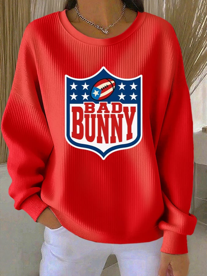 Women's Puerto Rico Print Round Neck Sweatshirt