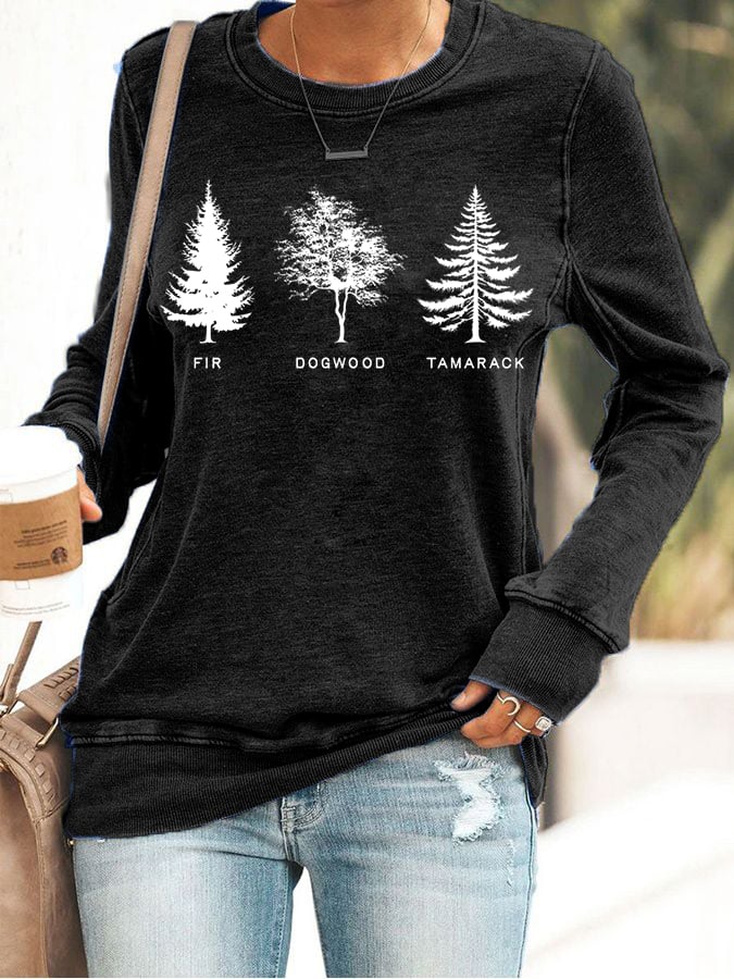 Women's Fashion Casual Retro FDT Tree Sweatshirt