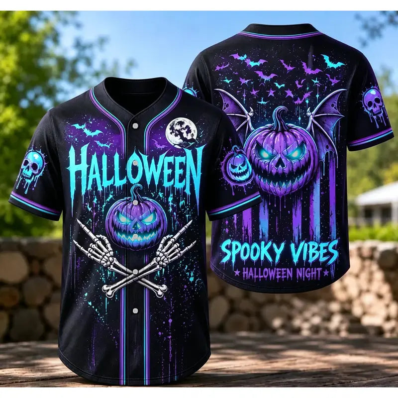 Unisex Spooky Vibes Halloween Baseball Jersey