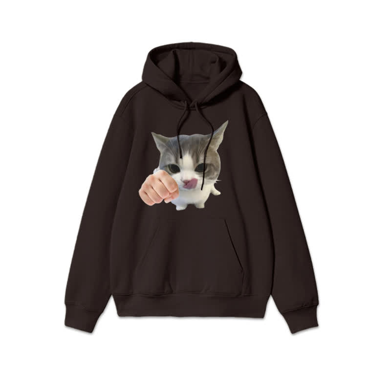 Unisex Kung Fu Cat Print Hoodie