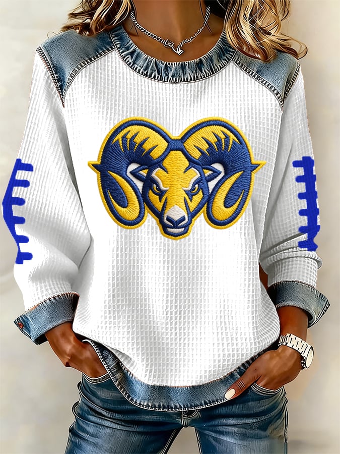 Women's rugby print long-sleeved sweatshirt