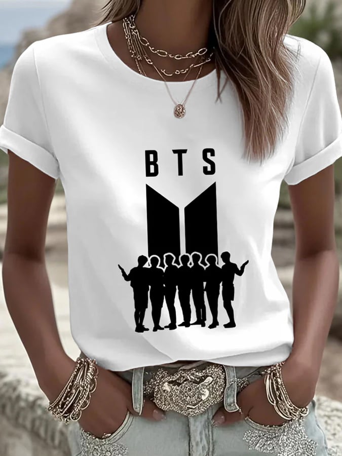 Women's BTS Fan Print Short-Sleeve T-Shirt