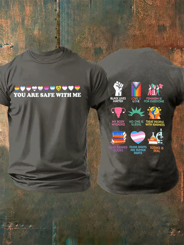 Men's  You are safe with me  Printed  T-Shirt