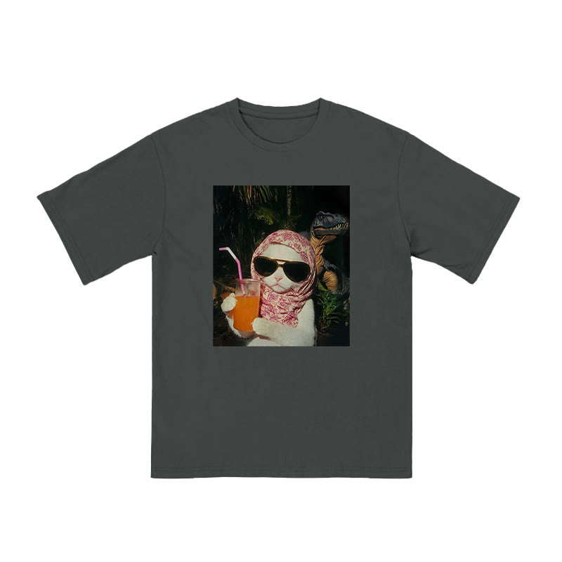 Unisex Holiday Cat Print T-shirt