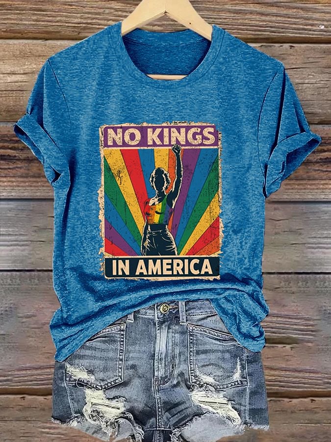 Women's No Kings In America Print Caasual T-shirt