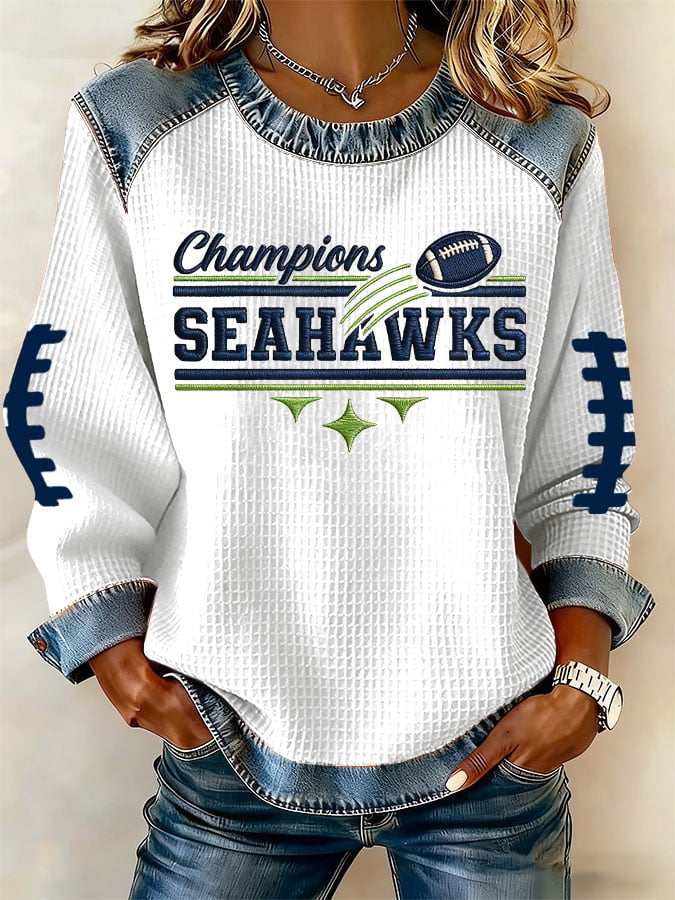 Women's Football Print Long-Sleeved Sweatshirt