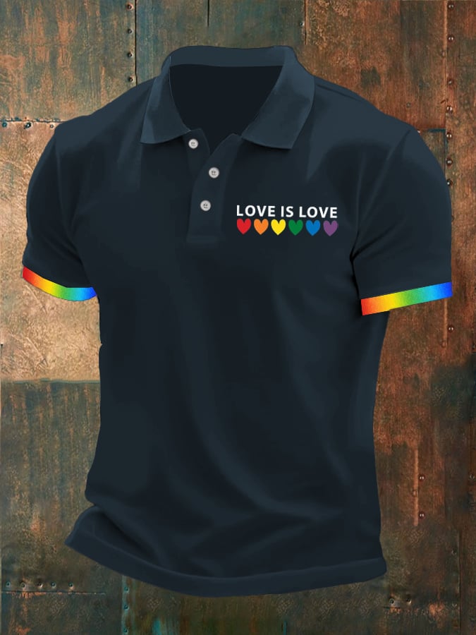 Men's Love is Love Print Polo Shirt