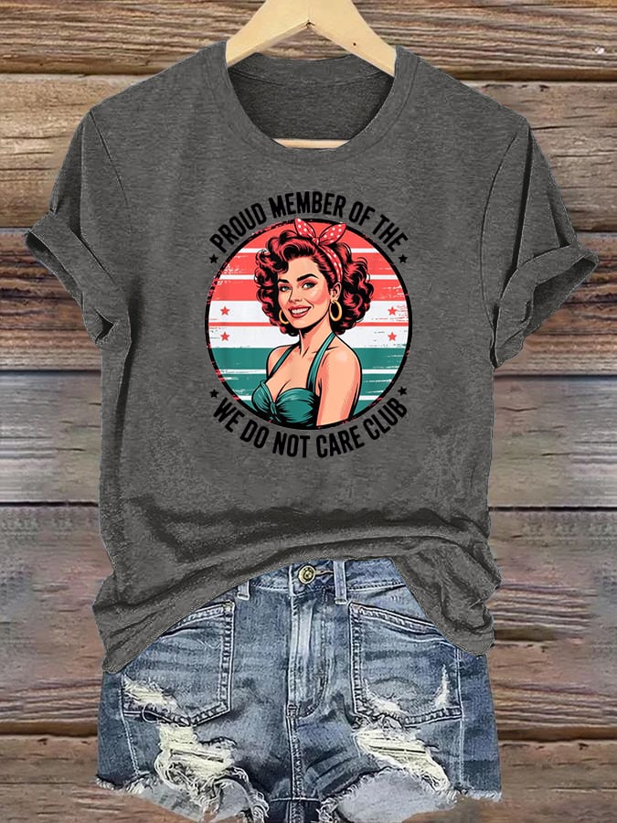 Women's  Retro Funny Proud Member Of Club Menopause Perimenopause Print T-Shirt