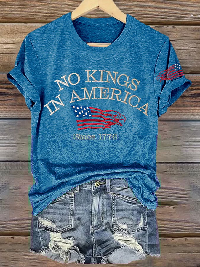 Retro No Kings In America Since 1776 Print T-Shirt