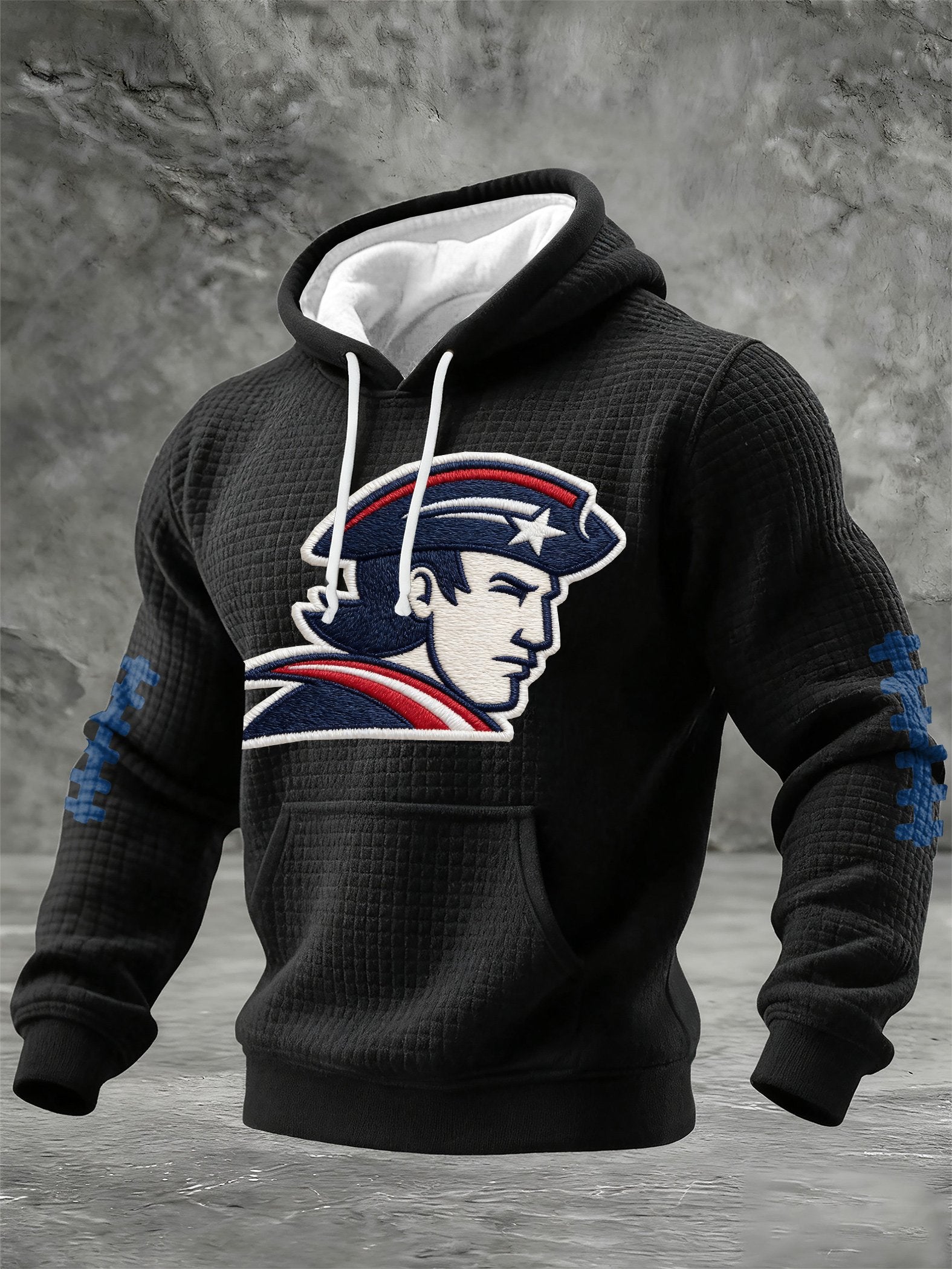 Men's rugby print hooded sweatshirt