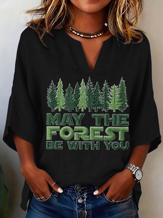 Women's May The Forest Be With You Printed Casual Shirt