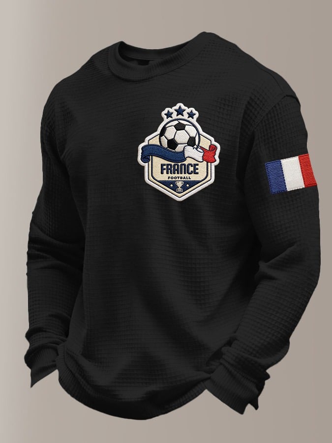 Men's Retro French Football Printed Casual Long-Sleeved Top