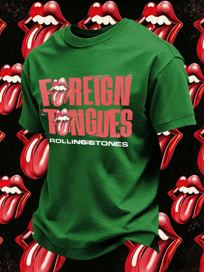 Men's Retro Foreign Tongues Print T-Shirt