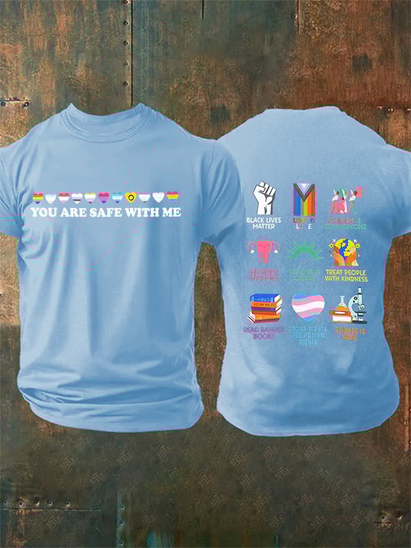 Men's  You are safe with me  Printed  T-Shirt