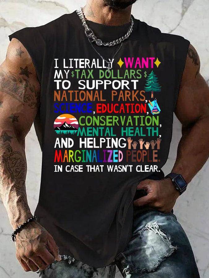 Men's Support Our National Parks Print Round Neck Tank Top